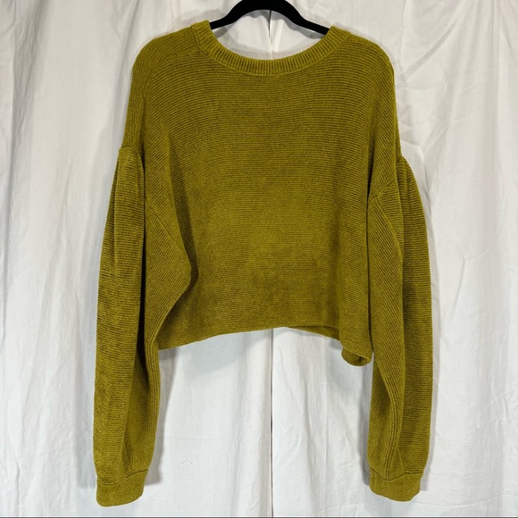 Free People Cropped Balloon Sleeve Corduroy Pullover Sweater - Picture 3 of 5